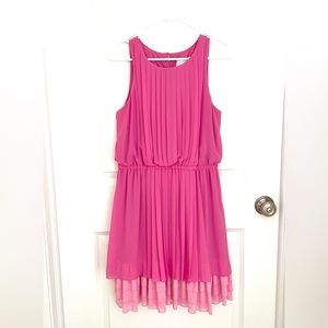 Pink pleated ruffle dress